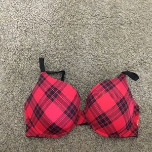PINK Victoria Secret’s red plaid push up bra 36DD